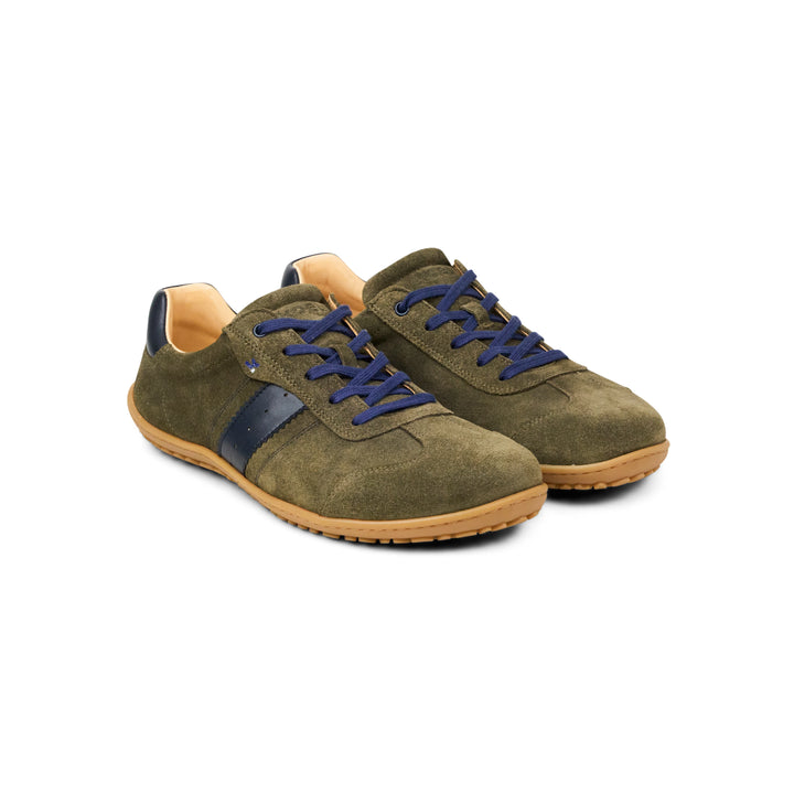 KÓEL | Zapatillas descalzas ILO Suede Olive para hombre