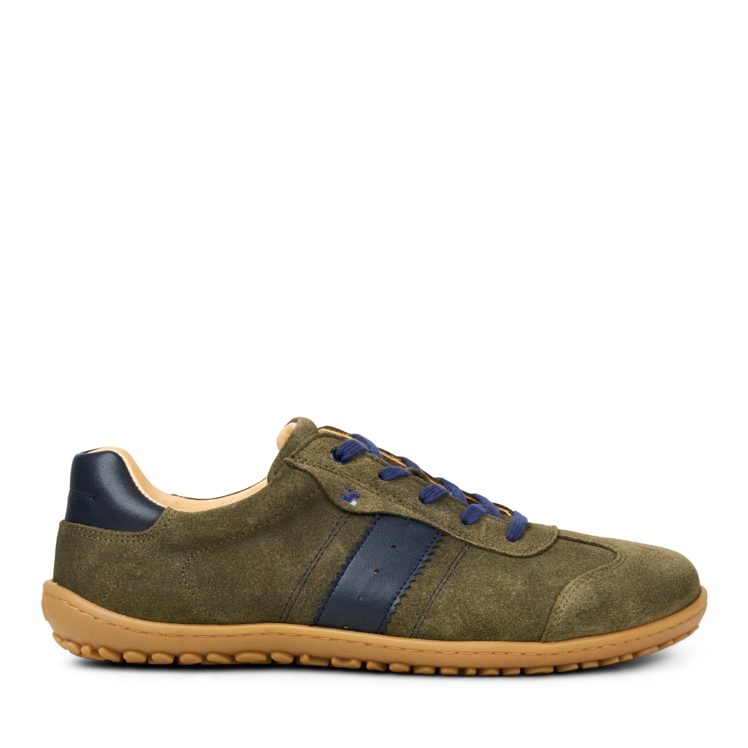 KÓEL | Zapatillas descalzas ILO Suede Olive para hombre